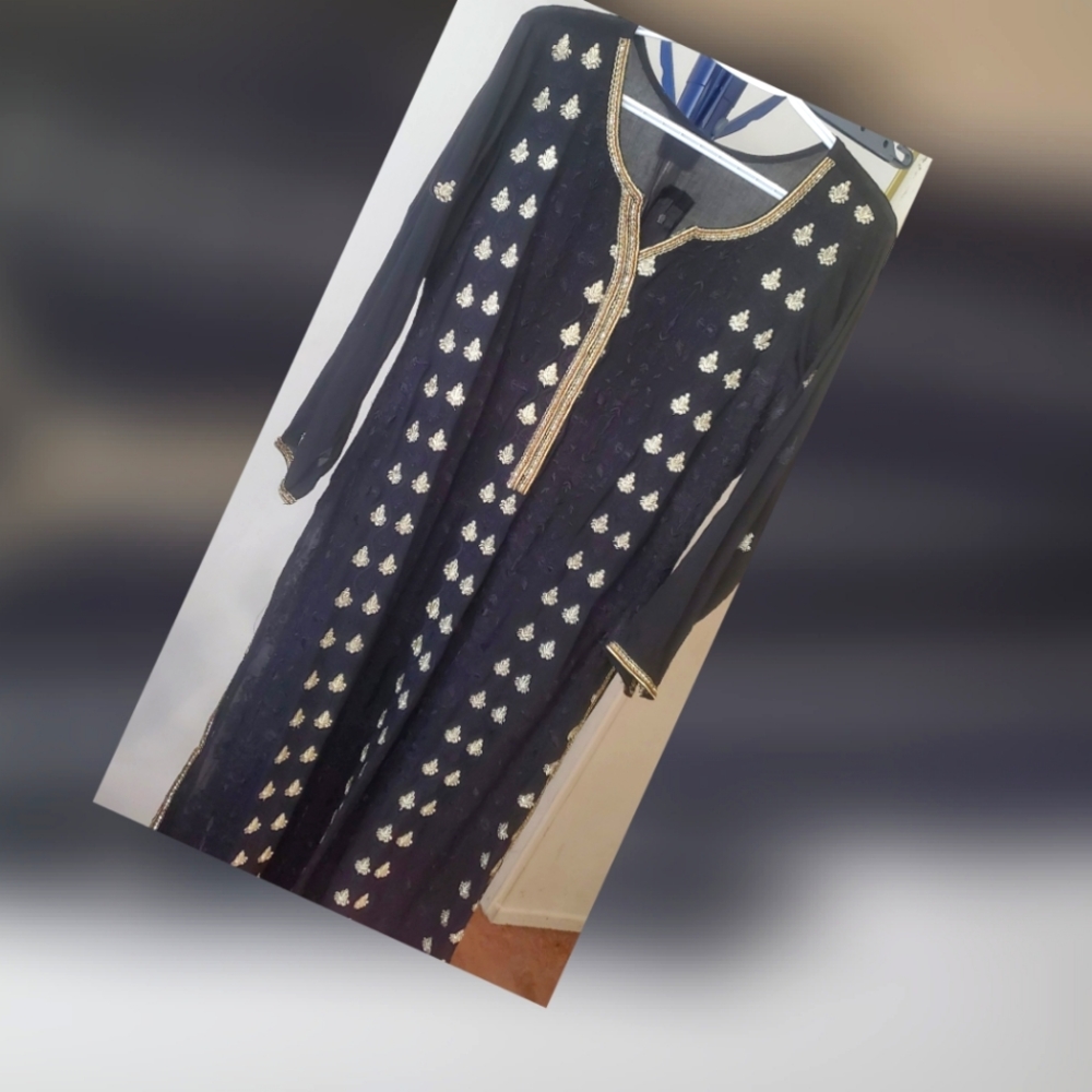 Black Pakistani party wear kurta